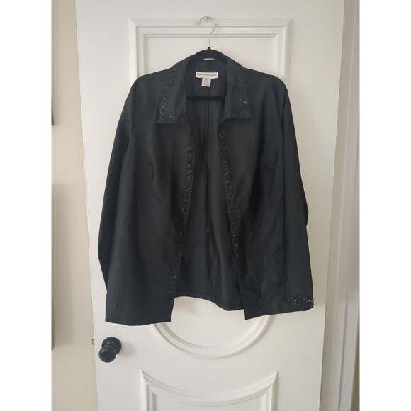 Bloomingdales 100% Black Silk Jacket Black Sequin Beads 14 - Picture 1 of 11